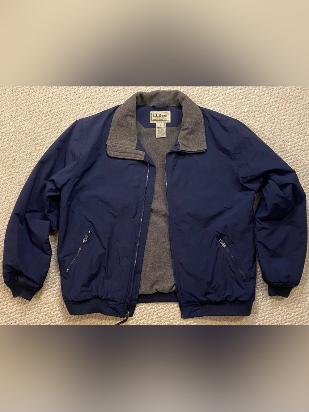 LL Bean Warm Up Fleece Lined Jacket. Mens Large.